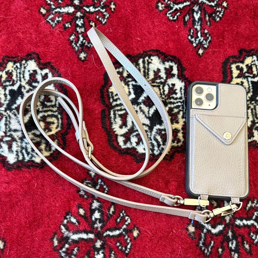 Taupe Genuine Leather Phone Case with Strap form Holstere